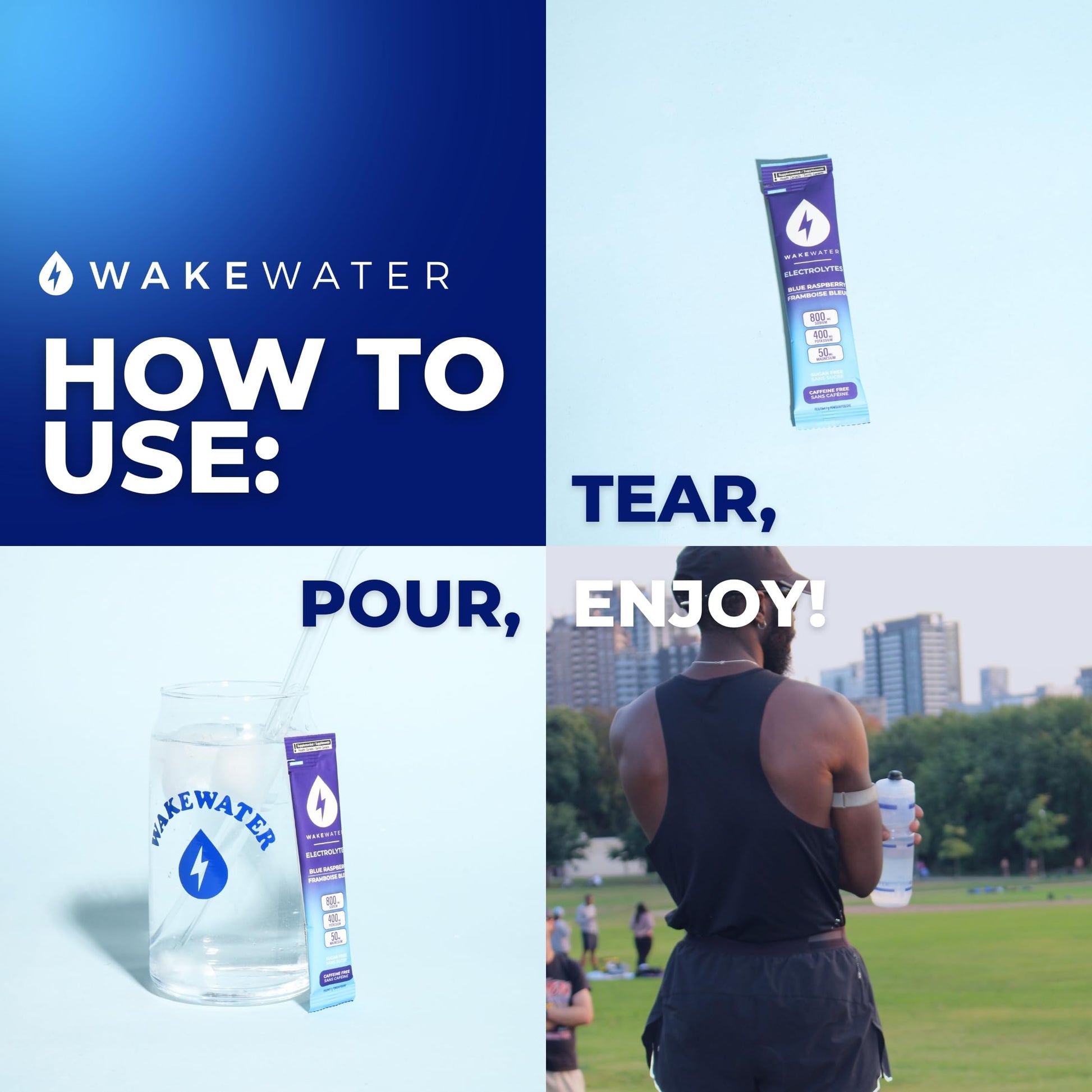 Wake Water Sugar Free Electrolyte Packets, Hydration Powder, Keto & Paleo Friendly Electrolyte Drink Mix, Fasting Hydration Packs, Travel Essentials, Pack of 10 (6g Each) (6 g (Pack of 10), Blue Raspberry)