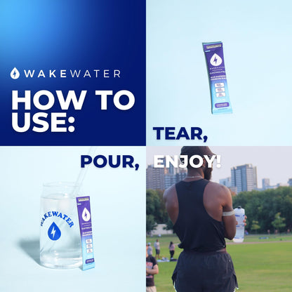 Wake Water Sugar Free Electrolyte Packets, Hydration Powder, Keto & Paleo Friendly Electrolyte Drink Mix, Fasting Hydration Packs, Travel Essentials, Pack of 10 (6g Each) (6 g (Pack of 10), Blue Raspberry)