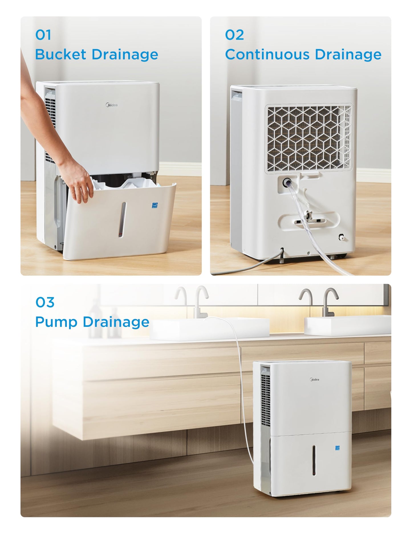 Midea Dehumidifier with Pump for Basement, Energy Star, WiFi, 50 Pint DOE