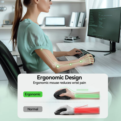 TECKNET Ergonomic Mouse, Rechargeable Vertical Ergo Mouse Wireless, Silent 2.4GHz 6 Buttons Optical Carpal Tunnel Mouse, 5 Adjustment Levels, Up to 4800DPI Wireless Mouse for Laptop, Desktop, PC - Available at All In One Marketplace Canada