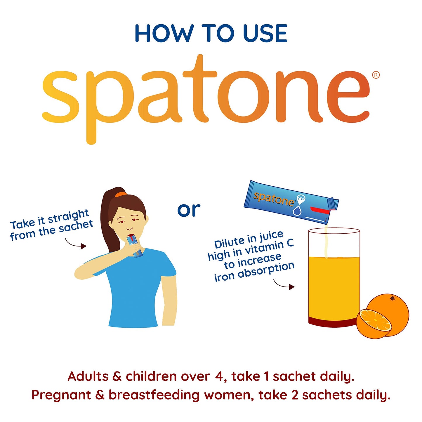 Spatone 100% Natural Liquid Iron Supplement, Original Flavour, Vegan, Reduces Tiredness & Fatigue, 28 Sachets x 25 mL, 700.0 ml (Pack of 1) - Available at All In One Marketplace Canada