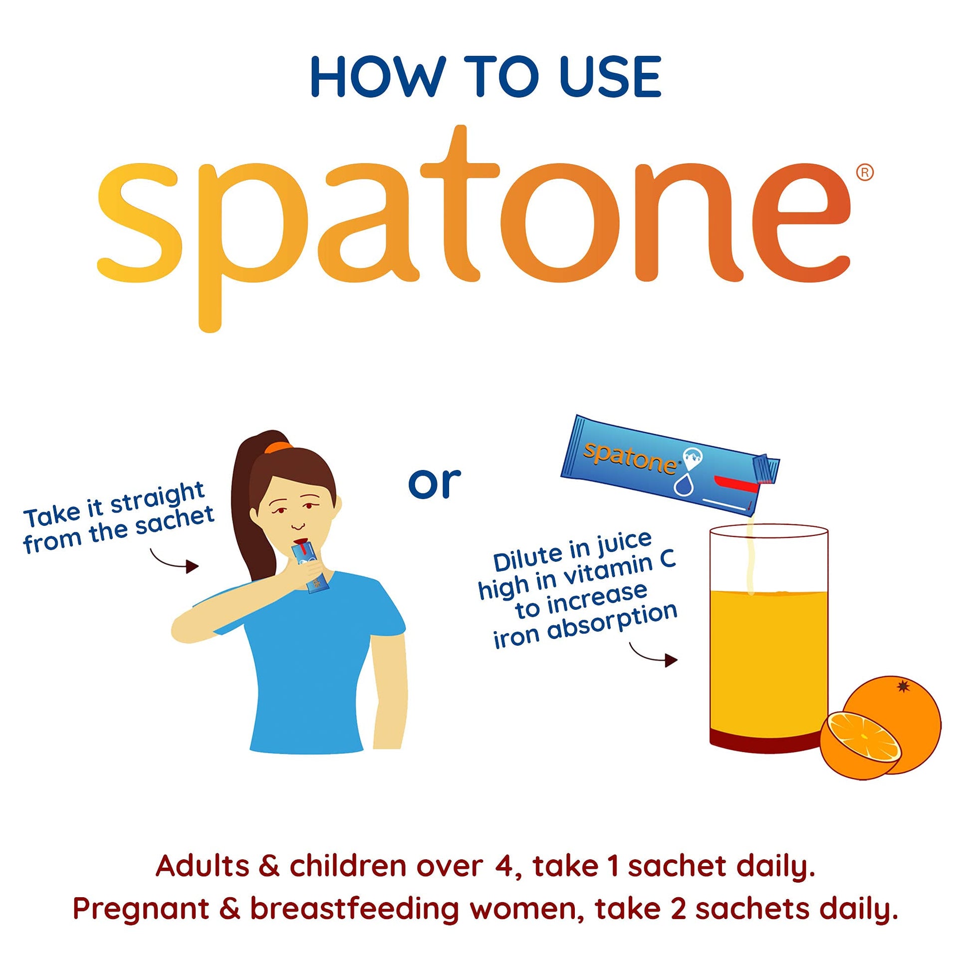 Spatone 100% Natural Liquid Iron Supplement, Original Flavour, Vegan, Reduces Tiredness & Fatigue, 28 Sachets x 25 mL, 700.0 ml (Pack of 1) - Available at All In One Marketplace Canada