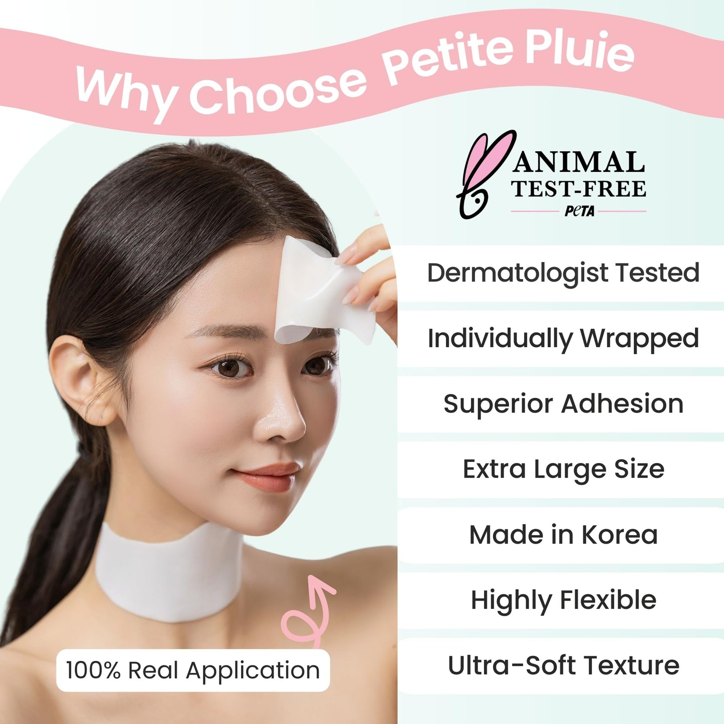 Petite Pluie Overnight Use Advanced Canadian Forehead Smoothing Patches - Premium Hydrogel Non-Sticky Hydration Collagen Face Mask - Superior Adhesion with Extra Large Size for Necklines & Frown Lines Treatment, Made in Korea, 10 Count - Available at All In One Marketplace Canada