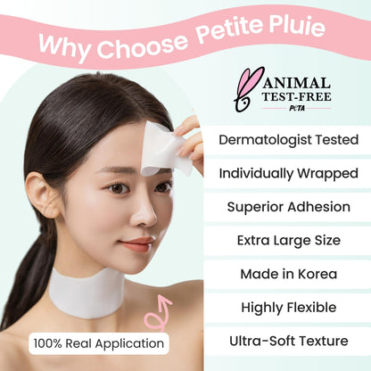 Petite Pluie Overnight Use Advanced Canadian Forehead Smoothing Patches - Premium Hydrogel Non-Sticky Hydration Collagen Face Mask - Superior Adhesion with Extra Large Size for Necklines & Frown Lines Treatment, Made in Korea, 10 Count - Available at All In One Marketplace Canada
