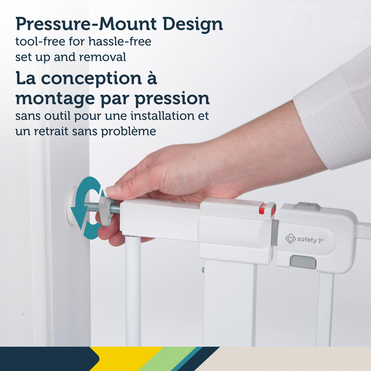 Safety 1st SecureTech Tall & Wide Pressure-Installed Metal Gate with SecureTech Locking Handle - Fits 29-47" Wide, 36" Tall, Includes 2 Extension Panels And 4 Wall Cups, Great For Babies And Pets
