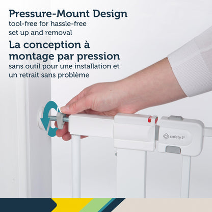 Safety 1st SecureTech Tall & Wide Pressure-Installed Metal Gate with SecureTech Locking Handle - Fits 29-47" Wide, 36" Tall, Includes 2 Extension Panels And 4 Wall Cups, Great For Babies And Pets