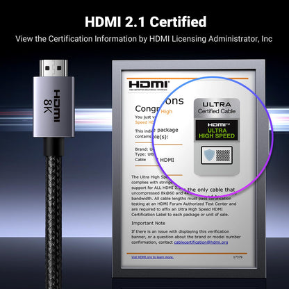 UGREEN 10K 8K HDMI 2.1 Cable 48Gbps 6.6FT, Certified 8K@60Hz 4K@120Hz 144Hz High Speed Gaming Cable Braided Cord, eARC HDCP 2.3 Dynamic HDR Compatible for HDTV/PS5/Xbox/SoundBar/RTX3090/Blu-ray - Available at All In One Marketplace Canada