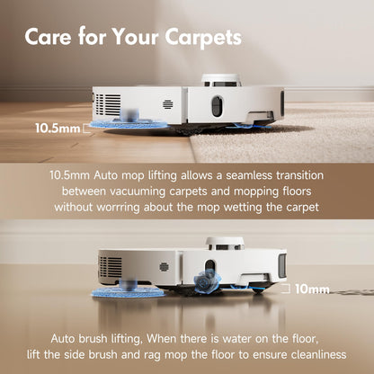 MOVA P10 Pro Ultra Robot Vacuum and Mop 13,000Pa Suction, 140°F Hot Water Auto Mop Washing & Drying, Dual Spinning Extenable Mop,10.5mm Lifting for Carpet, 360°Obstacle Avoidance, App Control MOVA