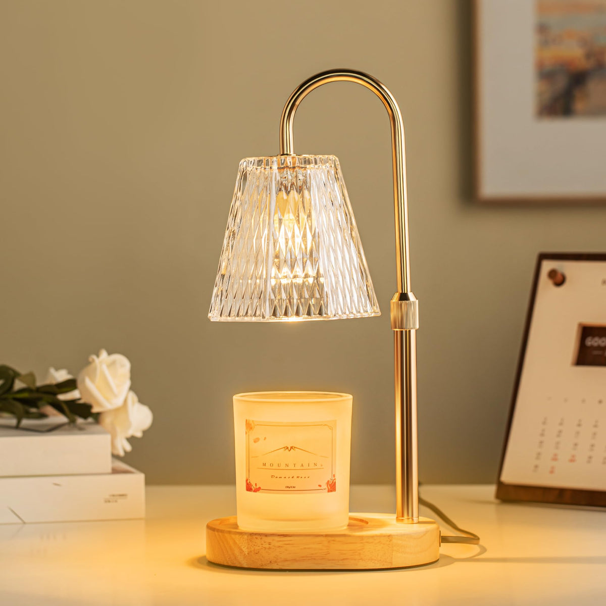 Candle Warmer Lamp with Timer Dimmer Adjustable Height, Wax Warmer Lamp for Jar Candles with 2 Bulbs, for Home Decor, Christmas, Birthday Gifts for Women(Transparent-02) 🍁 All In One Marketplace Canada