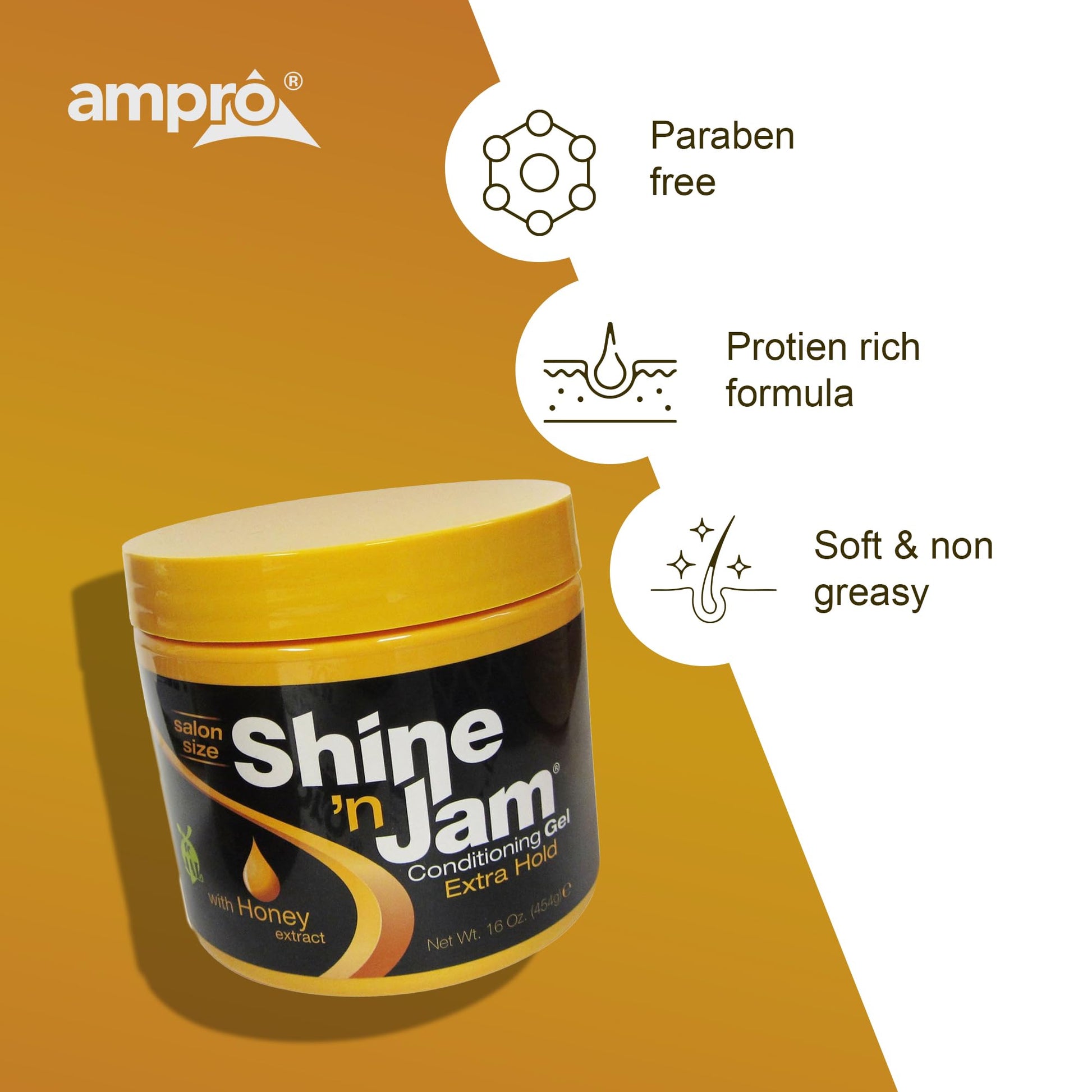 Ampro Shine-n-Jam Conditioning Gel Extra Hold Gel Women 16 oz AmPro