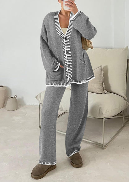 PRETTYGARDEN Women's Fall 2 Piece Knit Sweater Lounge Set(Grey,S) 🍁 All In One Marketplace Canada
