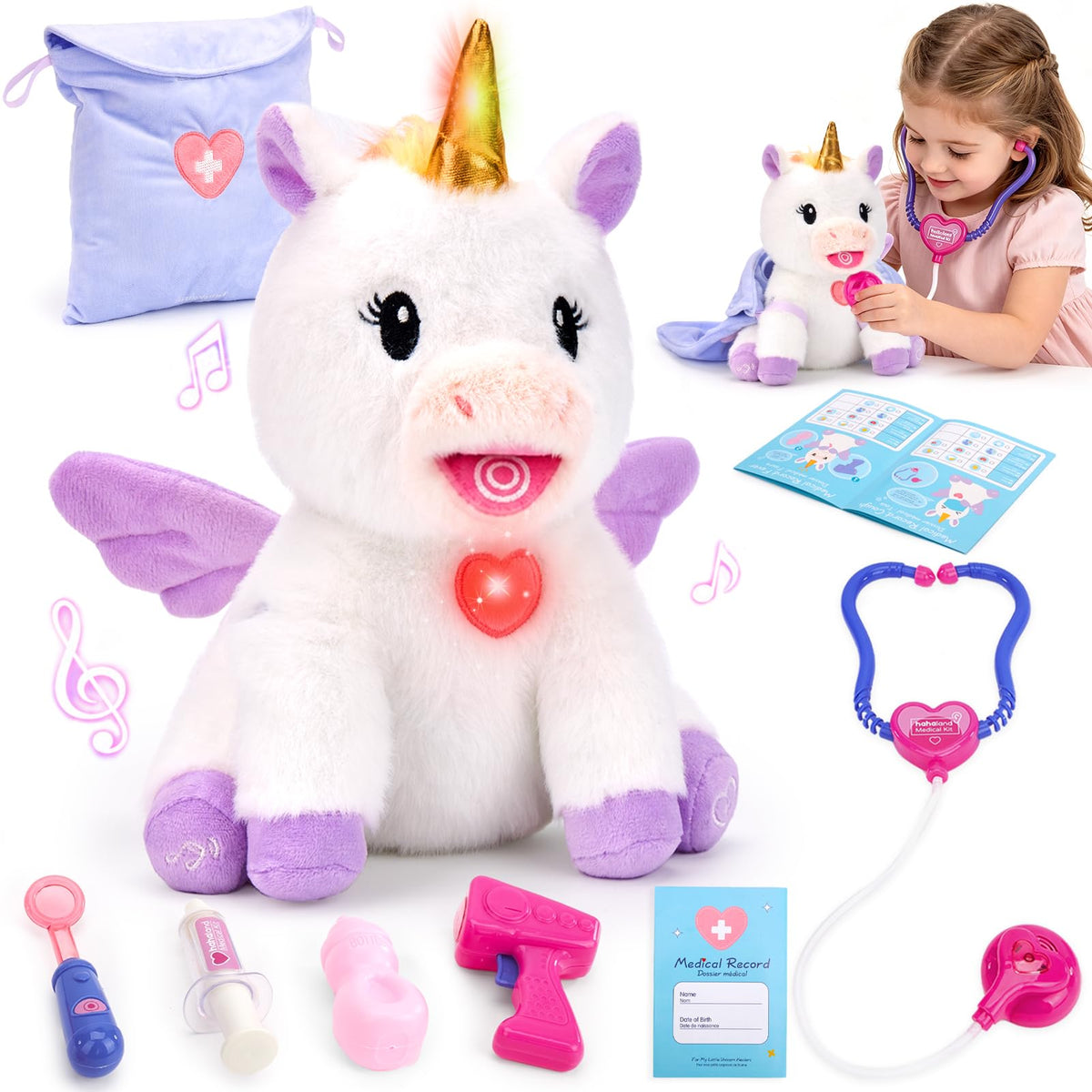 hahaland Doctor Kit for Kids Talking Unicorn Pretend Play Toy for Girls 3 6 🍁 All In One Marketplace Canada