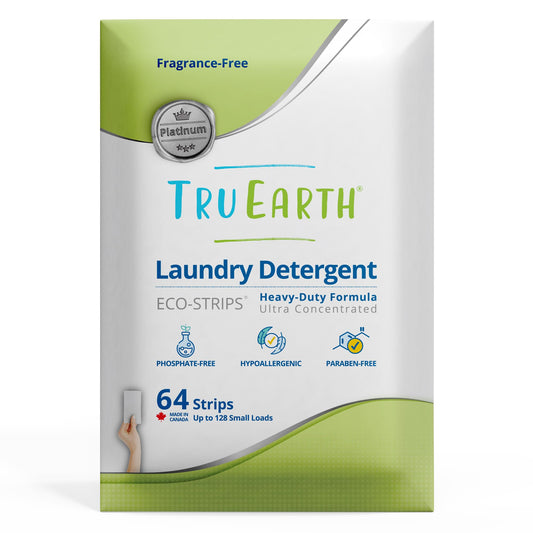 Tru Earth Platinum - Heavy Duty Laundry Detergent Sheets - Up to 128 Loads (64 Sheets), Fragrance Free - Ultra-Concentrated - Eco-Friendly Laundry Sheets