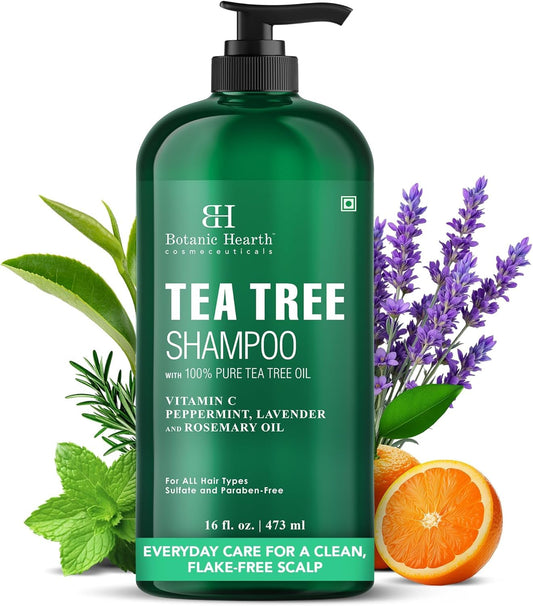 Botanic Hearth Tea Tree Shampoo for Dry & Itchy Scalp, Soothing & Hydrating Cleanser with Natural Tea Tree Oil, Sulfate & Paraben Free, For Men & Women, 16 fl oz - Available at All In One Marketplace Canada
