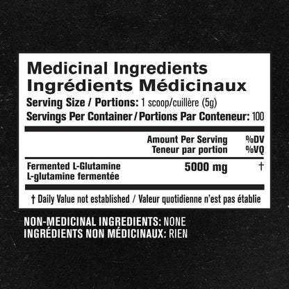 L-Glutamine Powder 500g, 100 Servings - Vegan Fermented L Glutamine for Post Workout Muscle Recovery, Immunity, Digestive Health - Tested & Trusted, No Artificial Fillers - Unflavored - Available at All In One Marketplace Canada