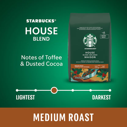 STARBUCKS House Blend Roast Ground Coffee, Medium Roast, Smooth And Balanced, Made With 100 Percent Arabica Beans, For Use With Drip Coffee Makers, Pour-overs, And French Presses, 793 g - Available at All In One Marketplace Canada