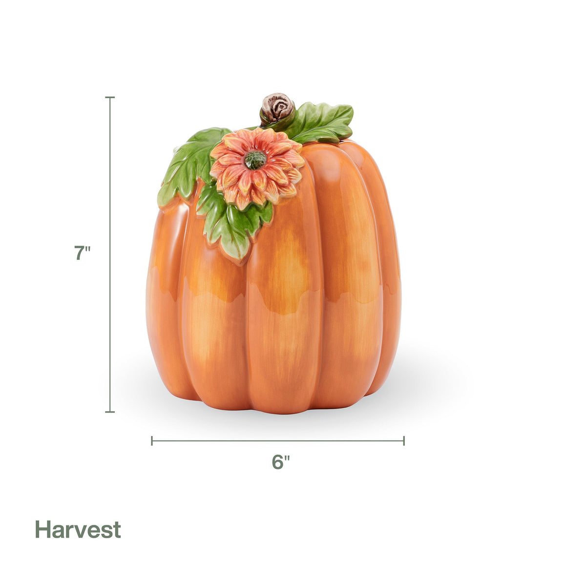 Figurine décorative en céramique citrouille à fleurs pour Halloween, collection Harvest de Fitz and Floyd, 18 cm