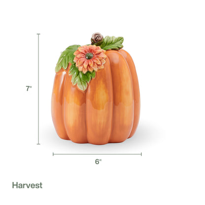 Figurine décorative en céramique citrouille à fleurs pour Halloween, collection Harvest de Fitz and Floyd, 18 cm