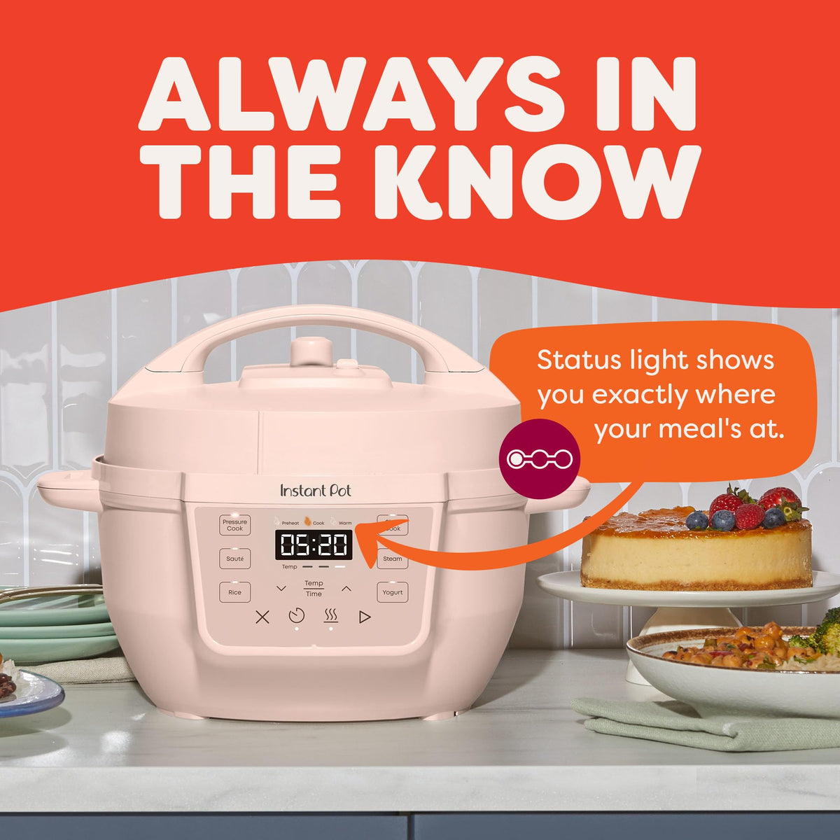 Instant Pot® RIO Mini 7-in-1 Multi-Cooker, PressureCooker, SlowCooker, RiceCooker, Steamer, Sauté, Yogurt Maker, & Warmer, Includes App With Over 2000 Recipes, 4QT, Rosewater