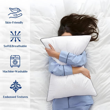 JOLLYVOGUE Pillows Standard Size 2 Pack for Sleeping, Soft and Supportive Bed Pillow for Side and Back Sleepers, Down Alternative Hotel Collection Pillows Set of 2