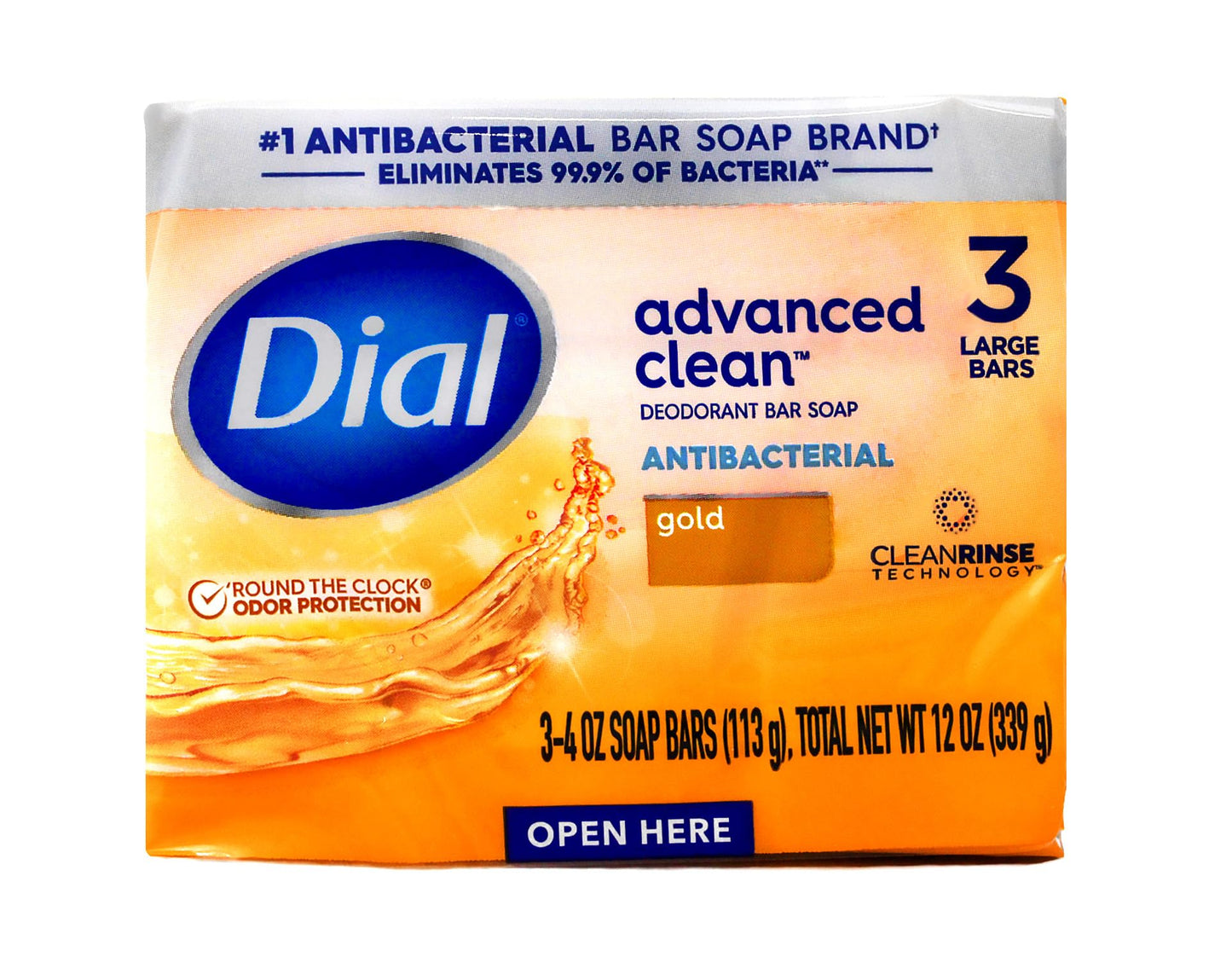 Dial Advanced Clean Deodorant Bar Soap Antibacterial Gold 3 Bars - Available at All In One Marketplace Canada