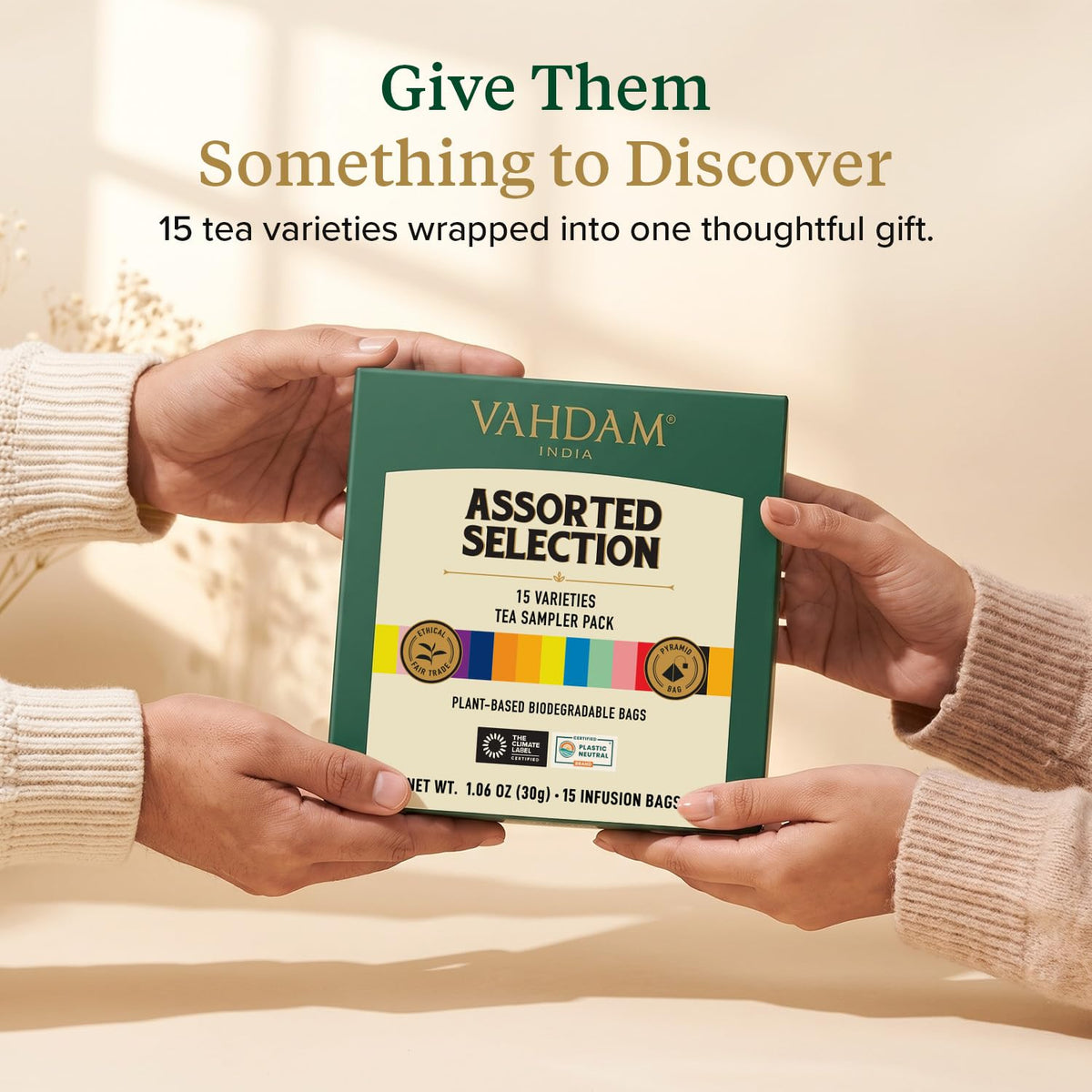 VAHDAM Assorted Tea Sampler (15 Unique Flavors in Pyramid Teabags) Tea Gift 🍁 All In One Marketplace Canada