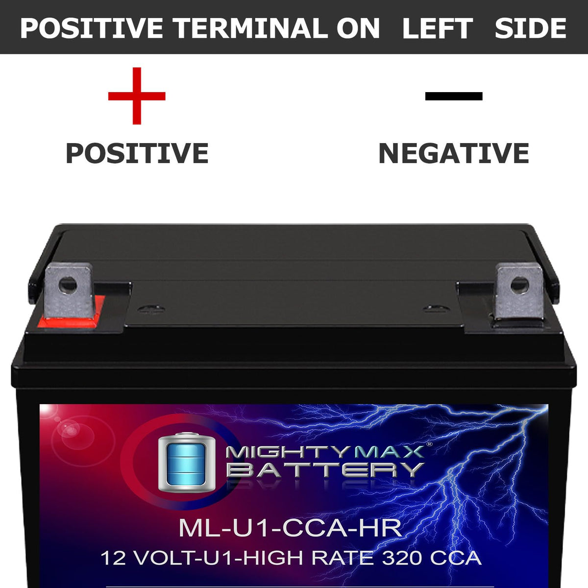 ML-U1-CCAHR - 12V 320 CCA U1 - SLA Starting Battery for Lawn, Tractors and Mowers - Mighty Max Battery Brand Product (3878105)