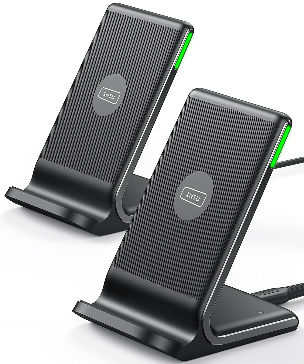 Wireless Charger, INIU [2 Pack] 15W Fast Wireless Charging Stand, Wireless Charging Station with Sleep-Friendly Adaptive Light for iPhone 17 16 15 14 13 12 Pro Max Samsung Galaxy S23 S22 - Available at All In One Marketplace Canada