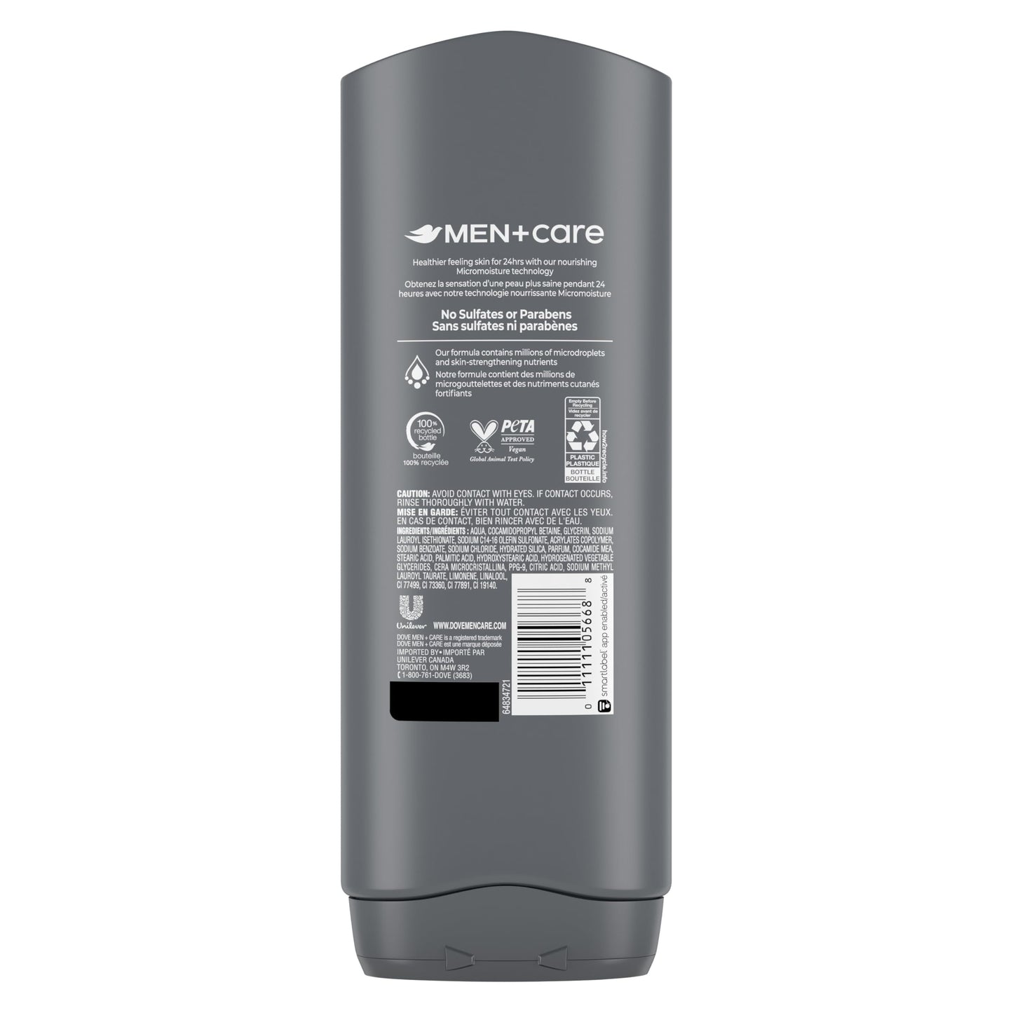 Dove Men+Care Body and Face Wash with 24-hour Nourishing Micromoisture, Deep Clean, Men's Body Wash, 532mL (Pack of 4) 🍁 All In One Marketplace Canada Dove Men + Care