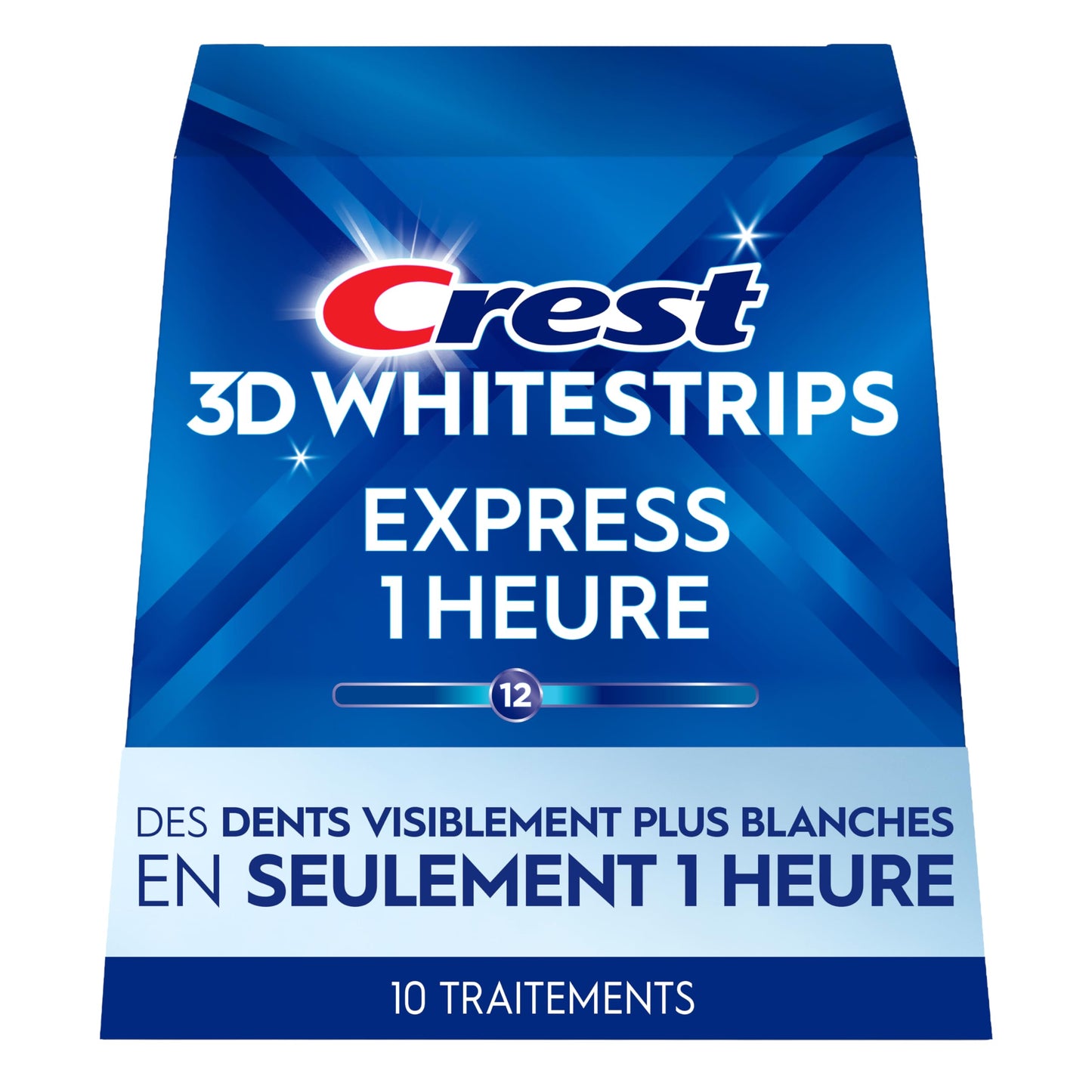 Crest 3D Whitestrips 1-Hour Express At-home Teeth Whitening Kit, 10 Treatments, 12 Levels Whiter for Fast Whitening Crest