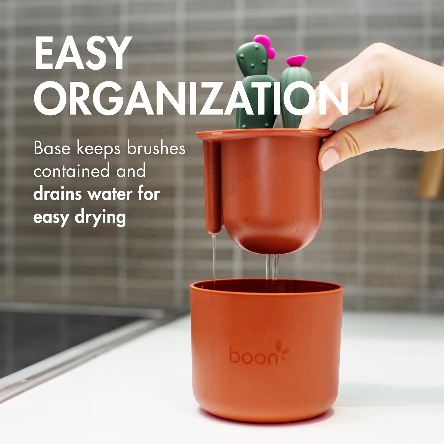 Boon Cacti Bottle Cleaning Brush Set, Terracotta , 4 Piece Set 🍁 All In One Marketplace Canada