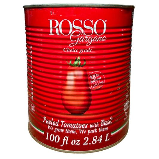 ROSSO GARGANO - ITALIAN WHOLE PEELED TOMATOES W/ BASIL 6x100 OZ