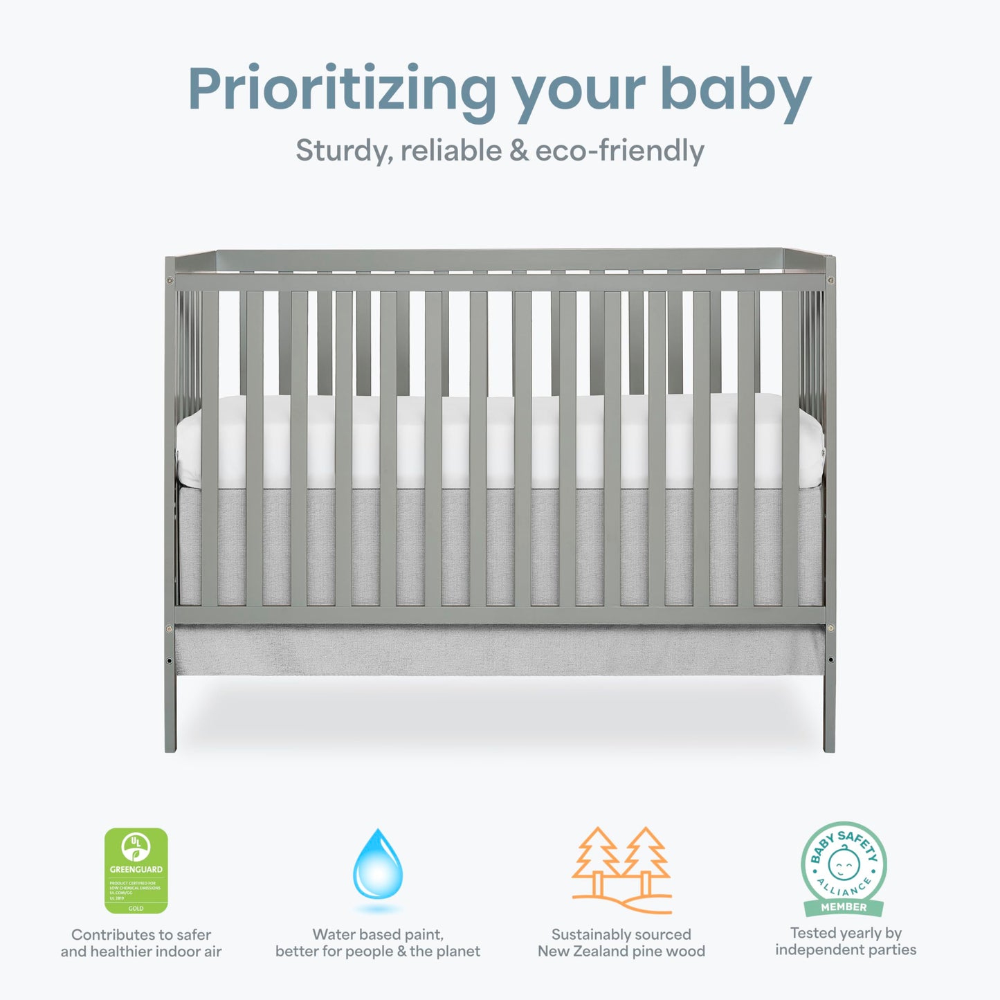 Dream On Me Synergy 5-in-1 Convertible Crib in Cool Grey, Greenguard Gold Certified, BSA Certified, 3 Mattress Height Settings, Classic Nursery Furniture 🍁 All In One Marketplace Canada