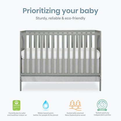 Dream On Me Synergy 5-in-1 Convertible Crib in Cool Grey, Greenguard Gold Certified, BSA Certified, 3 Mattress Height Settings, Classic Nursery Furniture 🍁 All In One Marketplace Canada