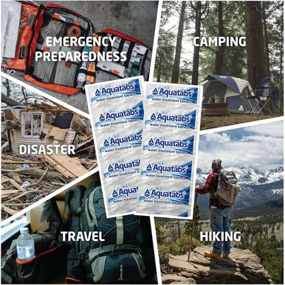 Aquatabs 49mg Water Treatment Tablets for 1L, 100-Tabs Value Pack (Plain Label) - Emergency Preparedness & Survival - Iodine & Chlorite-Free, NSF/ANSI/CAN 60