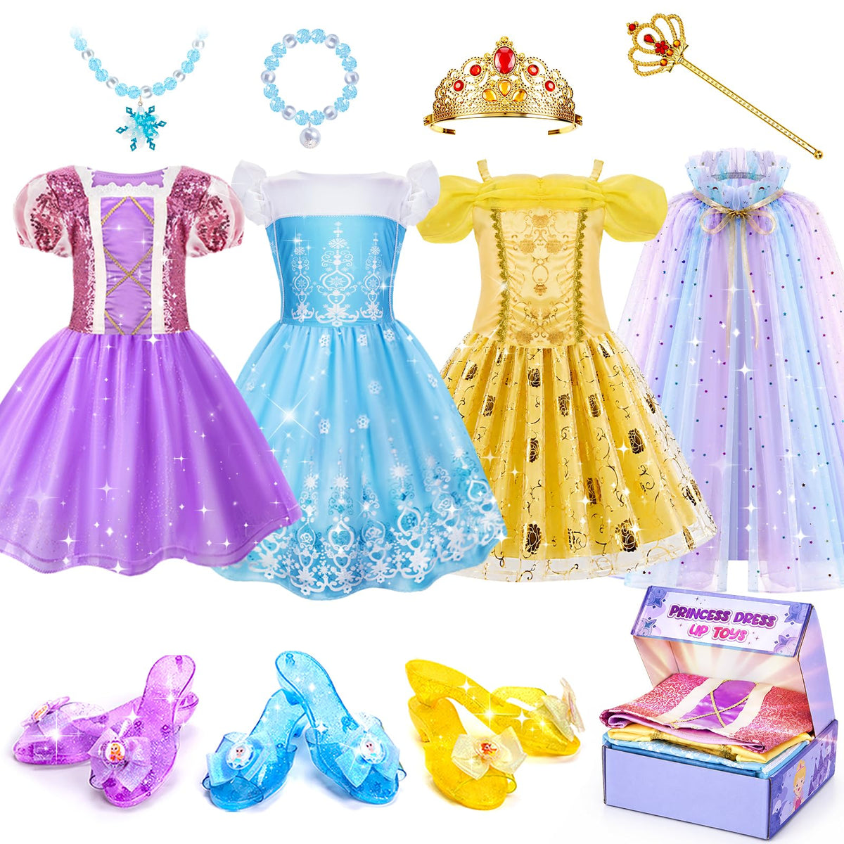 Meland Princess Dress Up for Girls 3-6, Kids Costume with Shoes & Toy 🍁 All In One Marketplace Canada