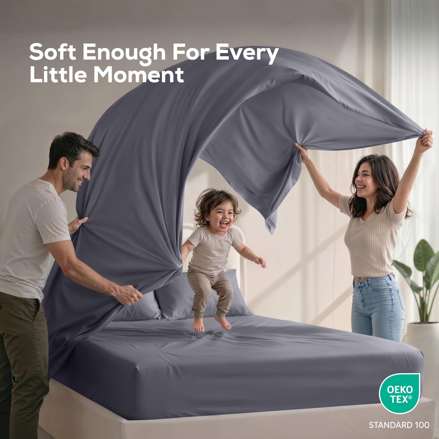 Utopia Bedding King Bed Sheets - 4 Piece King Size Cooling Sheet Set - Hotel Luxury Soft Breathable Microfiber, Oeko-TEX, Deep Pocket Easy Fit & Care, Fade & Wrinkle Resistant, Grey