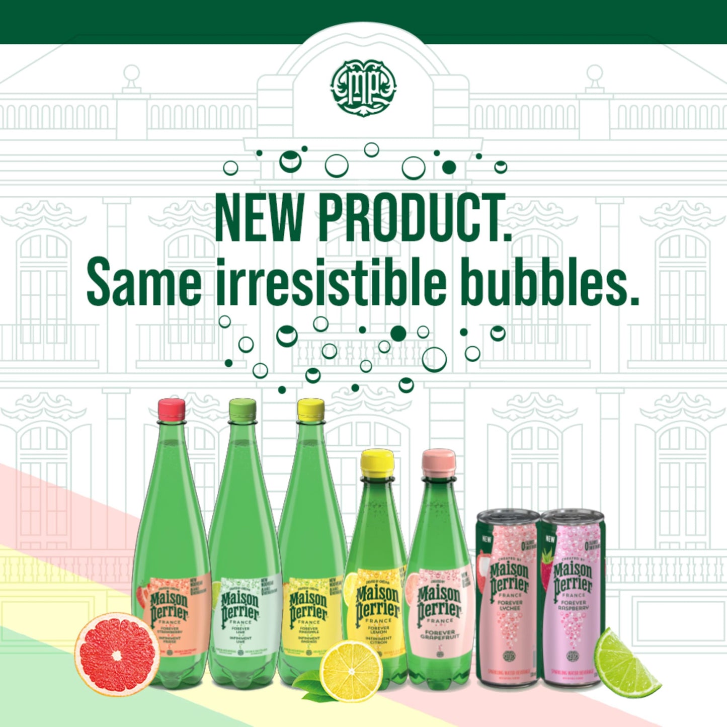 Maison Perrier Forever Lime, Sparkling Water Beverage, 24 x 330ml Maison Perrier