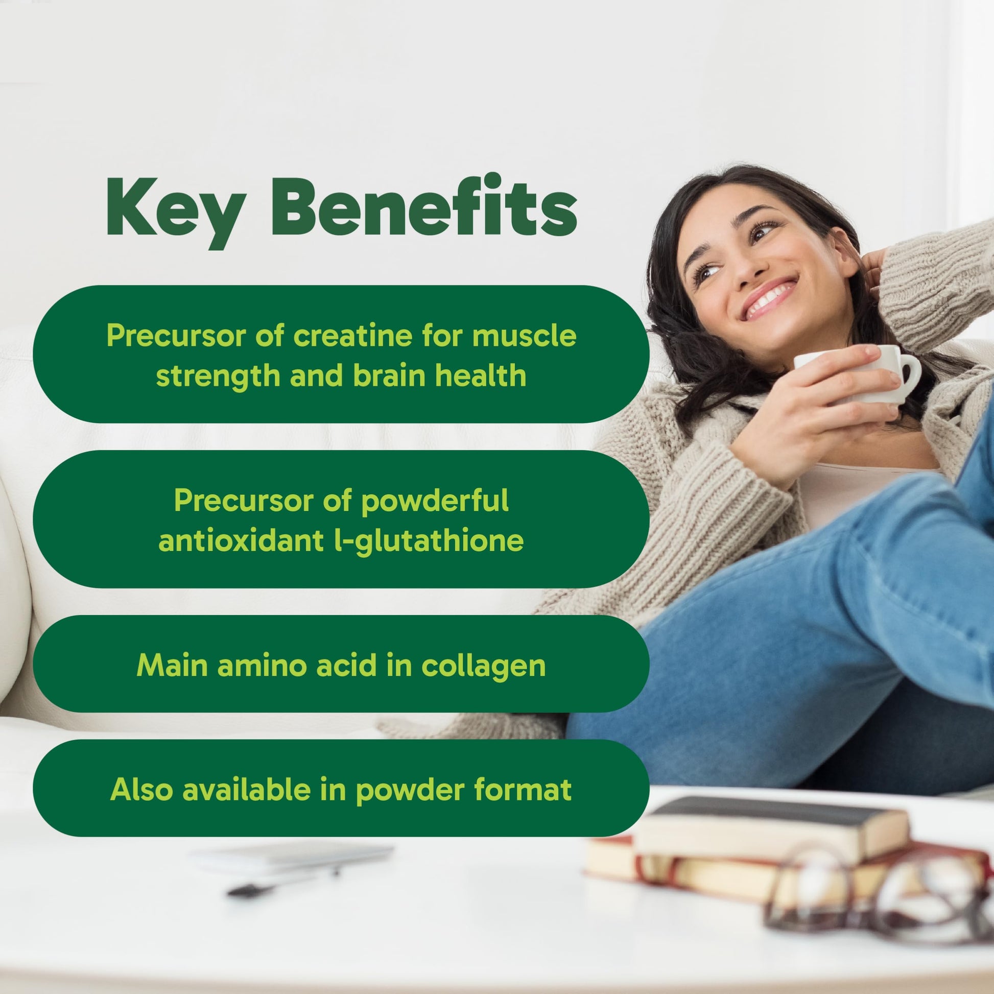 Organika Canadian-Made Glycine - Proteinogenic Amino Acid - Aids Protein Synthesis, Collagen Formation, Joint and Muscle Health, Calming Effect - 120caps