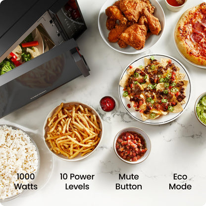 Chefman Countertop Microwave Oven 1.1 Cu. Ft., 1000 Watts with 10 Power Levels, 6 Cooking Presets with One-Touch Express Cook, Eco Mode, Child Safety Lock, & Mute Button - Black 🍁 All In One Marketplace Canada