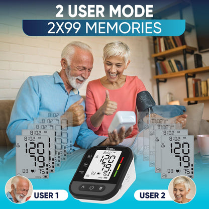 ByFloProducts Blood Pressure Monitor for Home Use – Digital Heart Rate Monitor with Backlit LCD Screen, Includes Blood Pressure Cuff, 4 AAA Batteries, Perfect Automatic Blood Pressure Machine (Black with Backlight) - Available at All In One Marketplace Canada