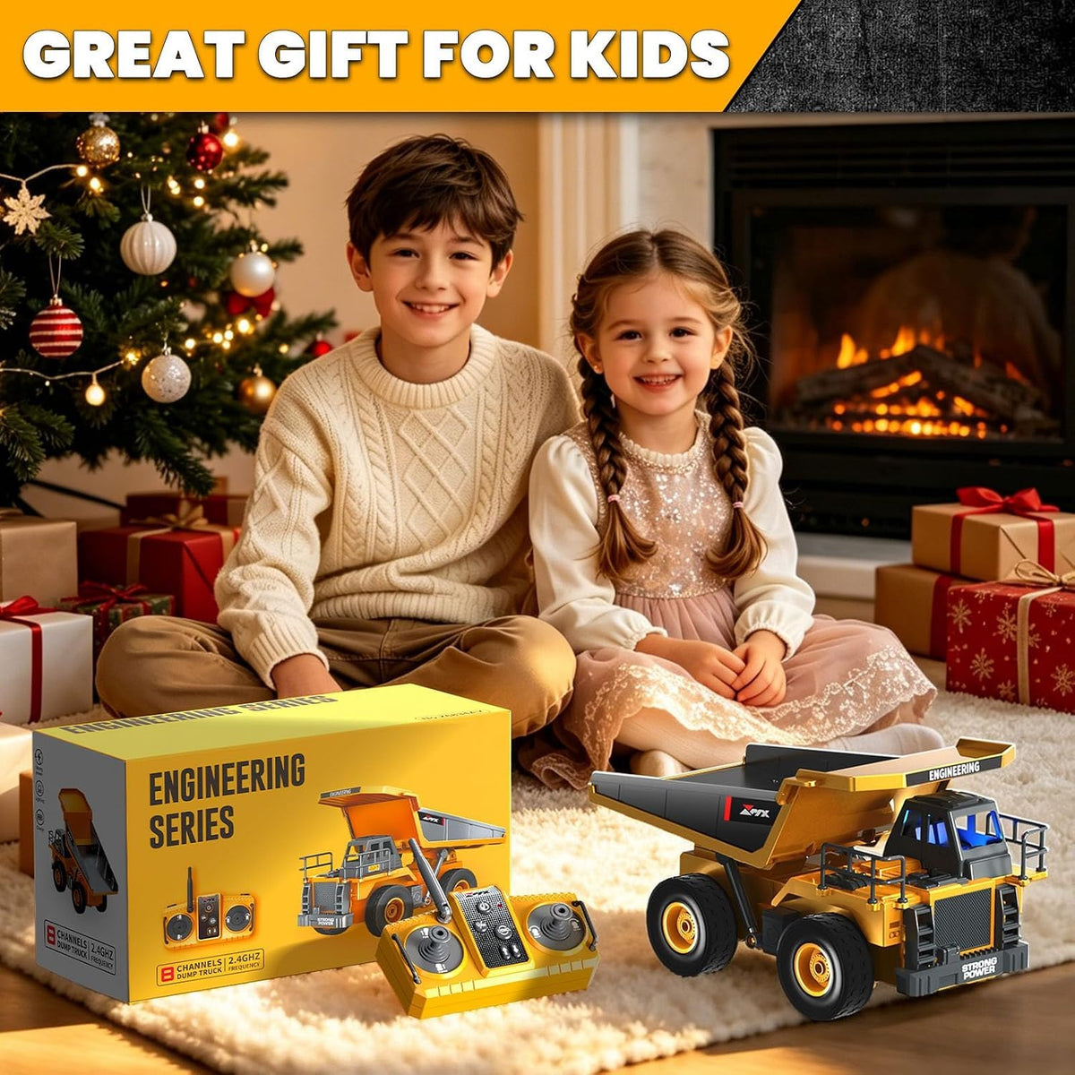 GraceDuck Remote Control Heavy Duty Metal Dump Truck Toys for Boys, 2.4GHz RC Truck with Alloy Bed Sound Light, RC Construction Vehicle Toys for Boys 4 5 6 7 8 Year Old Boys Gift Christmas 🍁 All In One Marketplace Canada