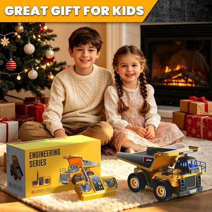 GraceDuck Remote Control Heavy Duty Metal Dump Truck Toys for Boys, 2.4GHz RC Truck with Alloy Bed Sound Light, RC Construction Vehicle Toys for Boys 4 5 6 7 8 Year Old Boys Gift Christmas 🍁 All In One Marketplace Canada