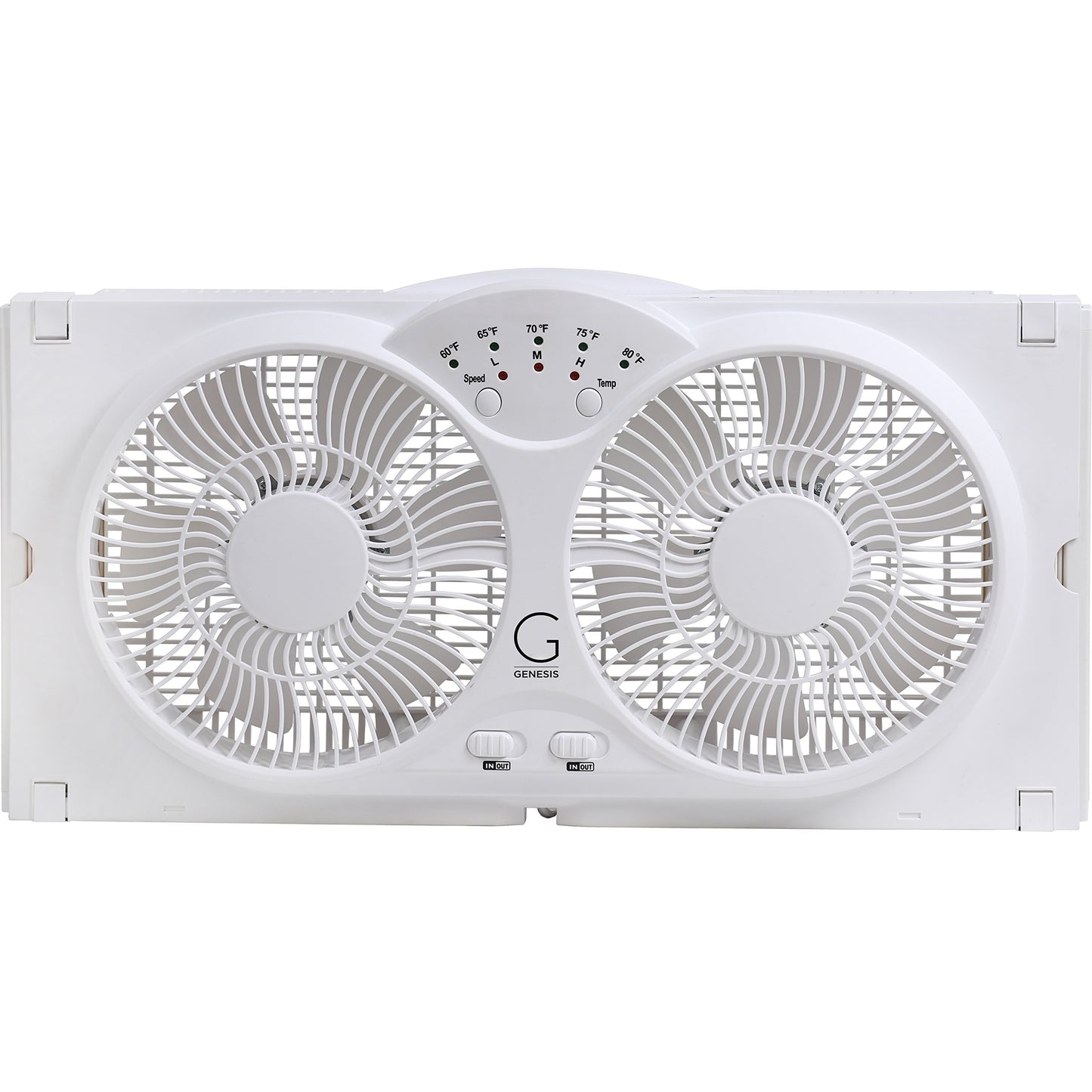Genesis Twin Fan High Velocity Reversible AirFlow Fan, LED Indicator Lights Adjustable Thermostat & Max Cool Technology, ETL Certified, White (A1WINDOWFAN) Genesis