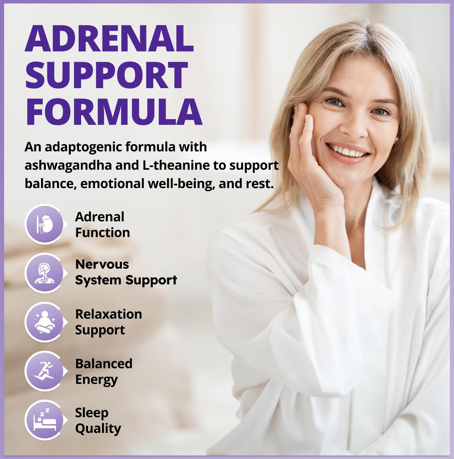 CanPrev Adrenal Chill Women, 90 Veg Capsules, 45-Day Supply with 300mg KSM-66 Ashwagandha & L-Theanine for Calm Focus & Relaxation, Non-GMO, Made in Canada - Available at All In One Marketplace Canada