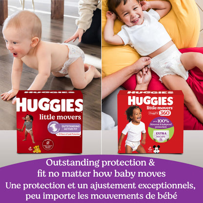 Huggies Size 4 Baby Diapers, Little Movers HuggFit 360° Baby Diapers with 360° Waistband, Size 4 (22-37 lbs), 64 Count, Packaging May Vary