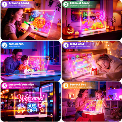 Geokay 16" Rechargeable LED Drawing Board with 9-Color Light Effects 🍁 All In One Marketplace Canada