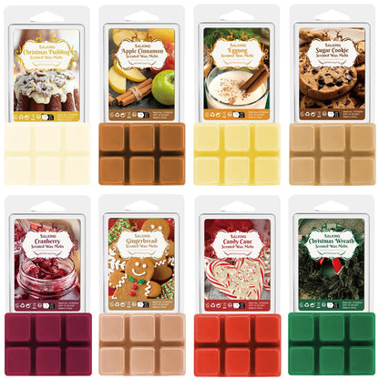 Christmas Scented Wax Melts, Strong Scentsy Wax Melts, Wax Cubes for Warmer - Christmas Wreath, Apple Cinnamon, Gingerbread, Candy Cane, Eggnog, Christmas Pudding, Cranberry, Sugar Cookie 🍁 All In One Marketplace Canada
