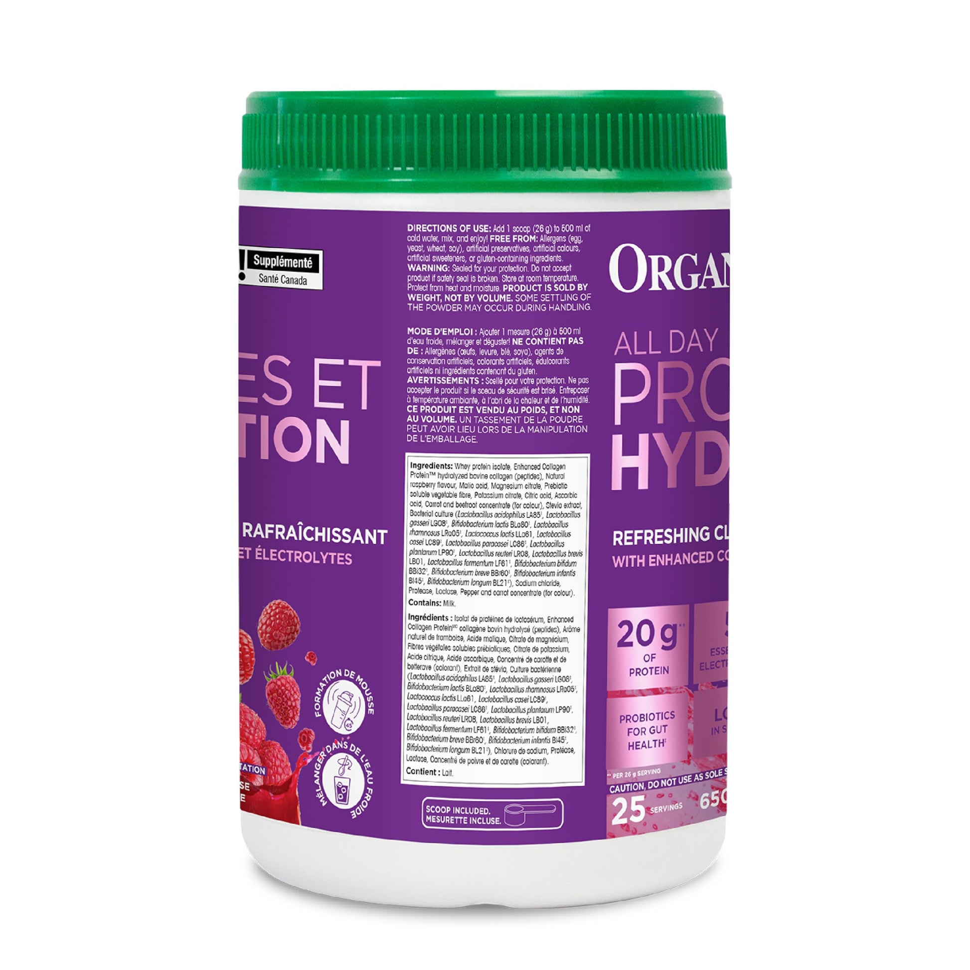 Organika Raspberry Clear Whey Protein Isolate with Collagen, Electrolytes & Probiotics - 650g