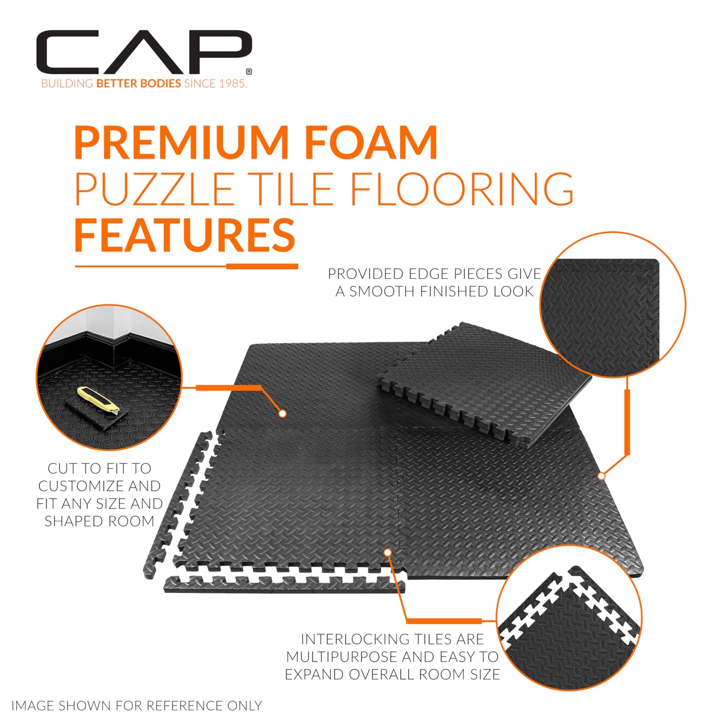 CAP Barbell 1/2-Inch Interlocking EVA Foam Exercise Puzzle Mats - 1 Pack | 24" x 24" x 1/2" | Diamond Pattern 🍁 All In One Marketplace Canada